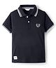 Smarty Boys Sinker Knit Half Sleeves Polo T-Shirt with Brand Logo Print - Navy Blue