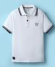 Smarty Boys Sinker Knit Half Sleeves Polo T-Shirt with Brand Logo Print - White