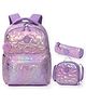 Little Surprise Box Shiny Star Backpack with Matching Lunch Bag and Stationery Pouch Purple - 16.5 Inch