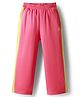 Pine Kids Cotton Knit Full Length Track Pant with Logo Print - Dark Pink