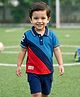 Babyhug Single Jersey Knit Half Sleeves T-Shirt & Shorts Set with Sport Theme Print - Navy Blue & Blue