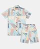 CAVIO Cotton Woven Half Sleeves Abstract Printed Shirt & Coordinating Shorts Set - Sea Green