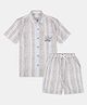 CAVIO Cotton Woven Half Sleeves Striped Shirt & Coordinating Shorts Set - Brown
