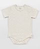 Softsens Cotton Elastane Knit Half Sleeves Solid Ecru Onesie - Off White