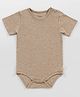 Softsens Cotton Elastane Knit Half Sleeves Solid Ecru Onesie - Brown