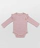 Softsens Cotton Elastane Knit Full Sleeves Abstract Embroidered Ecru Onesie - Pink