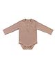 Softsens Cotton Elastane Knit Full Sleeves Ribbed Onesie - Brown