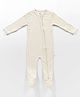 Softsens Cotton Elastane Knit Full Sleeves Ribbed Romper - Off White
