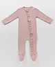 Softsens Cotton Elastane Knit Full Sleeves Solid Sleepsuit - Pink