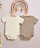 Softsens Cotton Elastane Knit Pack Of 2 Half Sleeves Solid Onesies - Off White & Brown