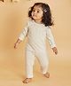 Softsens Cotton Elastane Knit Full Sleeves Ribbed Top & Pant Set - Off White