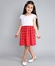 Funshine Rayon Woven Half Sleeves Floral Printed Dress - Red