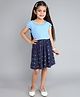 Funshine Rayon Woven Half Sleeves Floral Printed Dress - Navy Blue