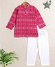 The Magic Wand Cotton Woven Full Sleeves Ikat Printed Kurta & Pyjama Set - Pink
