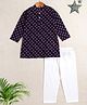 The Magic Wand Cotton Woven Full Sleeves Floral Printed Kurta & Pyjama Set - Navy Blue