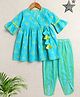 The Magic Wand Cotton Woven  Half Bell Sleeves Ethnic Motifs Printed Kurti & Dhoti Set - Blue
