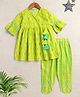 The Magic Wand Cotton Woven Half Bell Sleeves Ethnic Motifs Printed Kurti & Dhoti Set - Green