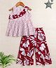 The Magic Wand Cotton Woven Sleeveless Abstract & Floral Printed Top & Coordinating Pant Set - Wine