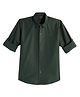 Charchit Cotton Blend Woven Full Sleeves Solid Shirt - Dark Green
