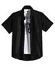 Charchit Cotton Blend Woven Half Sleeves Geometric Embroidered Shirt & Tee Set - Black