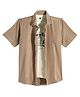 Charchit Cotton Blend Woven Half Sleeves Geometric Embroidered Shirt & Tee Set - Khaki