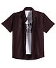 Charchit Cotton Blend Woven Half Sleeves Geometric Embroidered Shirt & Tee Set - Violet