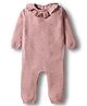 ToffyHouse Cotton Knit Full Sleeves Solid Color Romper with Frill Detailing - Pink