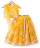 Saka Design Woven Sleeveless Choli Lehenga & Dupatta Set With Floral Embriodery - Yellow