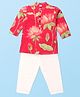 Saka Designs Cotton Woven Full Sleeves Floral Printed Kurta & Pyjama Set - Red