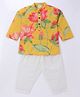Saka Designs Cotton Woven Full Sleeves Floral Printed Kurta & Pyjama Set - Yellow