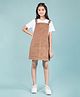 tweeny mini Corduroy Woven Sleeveless Solid Pinafore Dress Without Tee - Beige