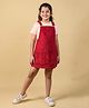 tweeny mini Corduroy Woven Sleeveless Solid Pinafore Dress Without Tee - Red
