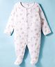 ToffyHouse Knit Full Sleeves Footed Romper With Animal Print - White & Tan