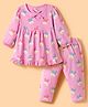 ToffyHouse Single Jersey Knit Full Sleeves Night Suit with  Bunny Print - Dark Pink
