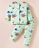 ToffyHouse Single Jersey Knit Full Sleeves Night Suit with Vehicle & Animal Print - Light Green