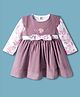 ToffyHouse 100% Cotton Knit Frock & Full Sleeves Inner Tee With Floral Print & Embroidery - Plum