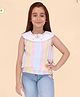 Cutecumber Woven Sleeveless Striped Butterfly Patch & Lace Detailed Top - Pink