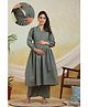 Ikk Kudi by Seerat Cotton Woven Three Fourth Puffed Sleeves Floral & Polka Dots Printed Maternity Kurta With Nursing Access & Pant Set - Teal Blue