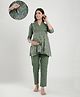 Ikk Kudi by Seerat Cotton Woven Three Fourth Sleeves Floral Printed Maternity Kurta With Nursing Access & Pant Set - Green