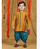 Polka Tots Cotton Woven Full Sleeves Gota Lace Embellished Dhoti Kurta Set - Golden