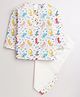 Polka Tots Cotton Woven Full Sleeves Dinosaurs Printed Coordinating Night Suit Set - White