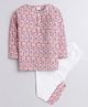 Polka Tots Cotton Woven Full Sleeves Pineapples Printed Coordinating Night Suit Set - Pink