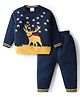 Babyhug Knit Full Sleeves Christmas Theme Printed Pullover Sweater Set - Navy Blue