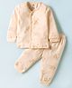 Zero Interlock Knit Full Sleeves Co-ord Night Suit with Bear Print - Peach
