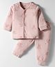 Zero Interlock Knit Full Sleeves Co-ord Night Suit with Bear Print - Pink