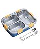 ADKD 3 Compartment Leak Proof BPA Free Stainless Steel Lunch Box with Spoon & Fork - 700 ml (Color May Vary)