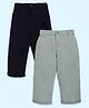Kiddopanti Cotton Woven Pack Of 2 Solid Chinos - Black & Grey