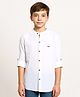 CAVIO Cotton Blend Woven Full Sleeves Textured Shirt - White