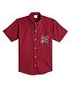 CAVIO Cotton Woven Half Sleeves Focus Text Printed Shirt - Maroon