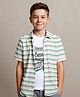 CAVIO Cotton Woven Half Sleeves Striped Shirt & Tee Set - Green